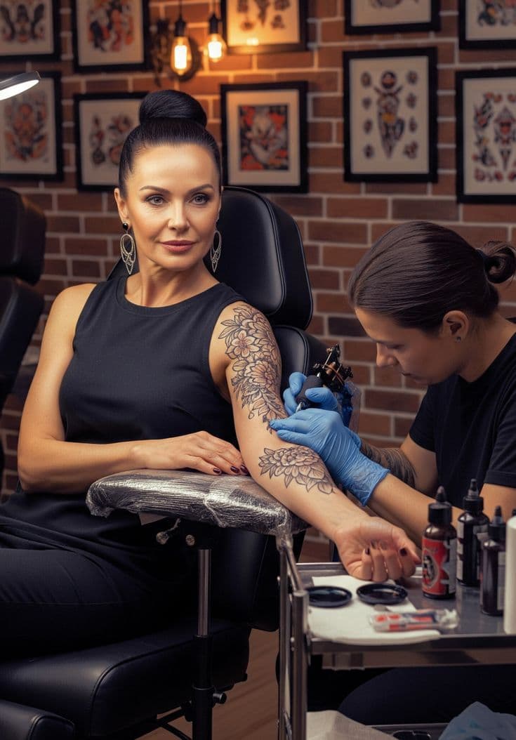 Professional tattoo artist at work